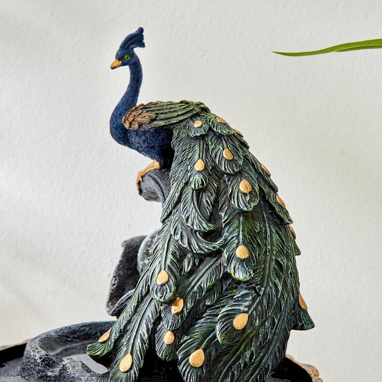 Corsica Mayur Polyresin Peacock Fountain - 19.2x25.6cm