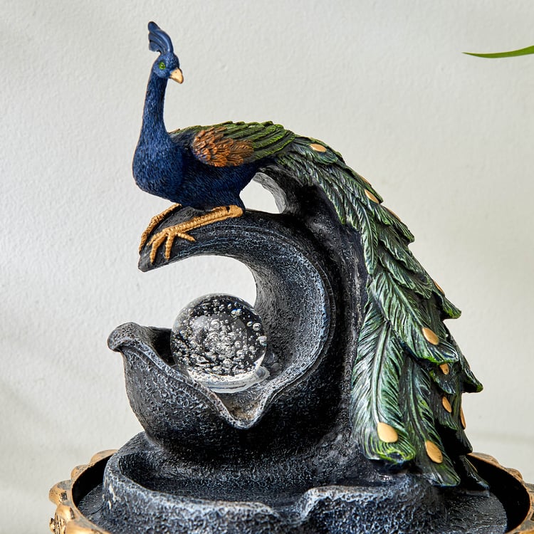 Corsica Mayur Polyresin Peacock Fountain - 19.2x25.6cm