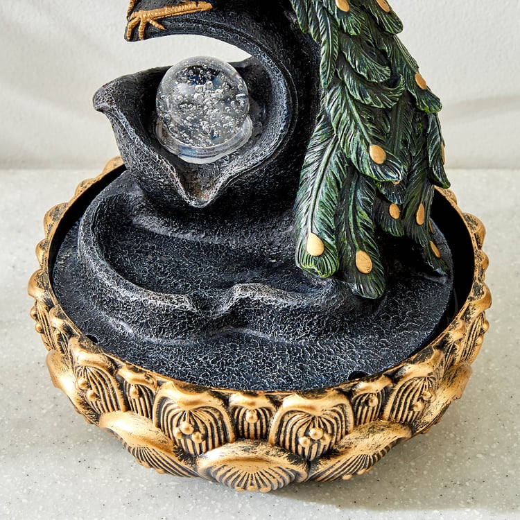 Corsica Mayur Polyresin Peacock Fountain - 19.2x25.6cm