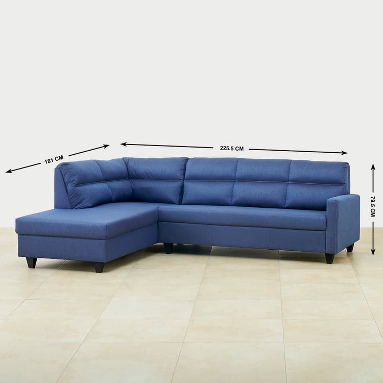 Helios Clary Fabric 3-Seater Left Corner Sofa with Chaise - Blue