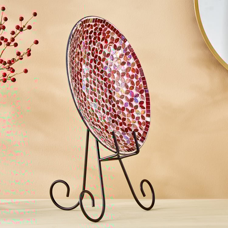 Corsica Mosaic Glass Plate Table Accent with Stand