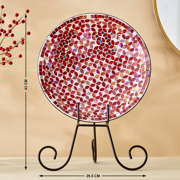 Corsica Mosaic Glass Plate Table Accent with Stand