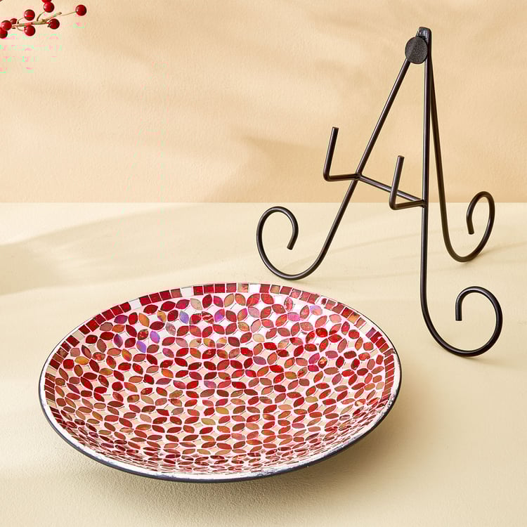 Corsica Mosaic Glass Plate Table Accent with Stand