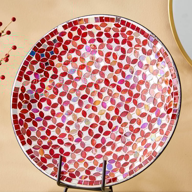 Corsica Mosaic Glass Plate Table Accent with Stand