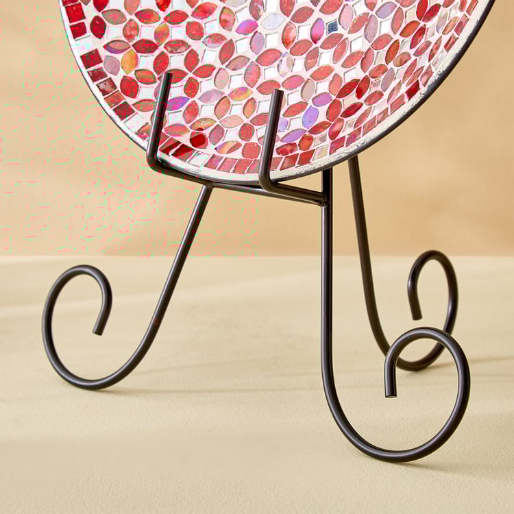 Corsica Mosaic Glass Plate Table Accent with Stand