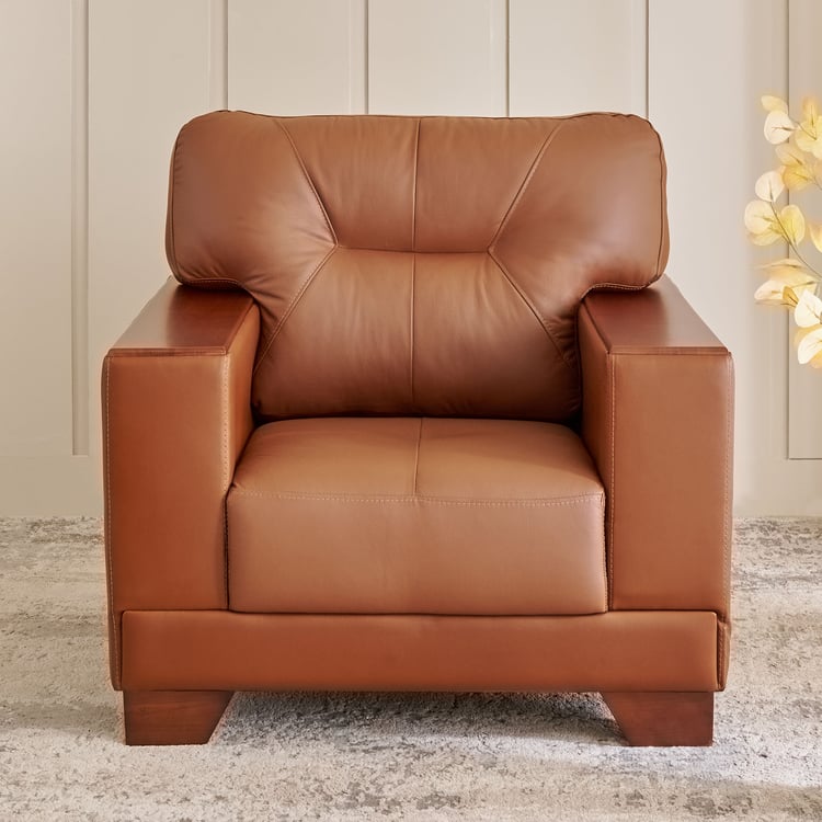 Walter Half Leather 1-Seater Sofa - Tan