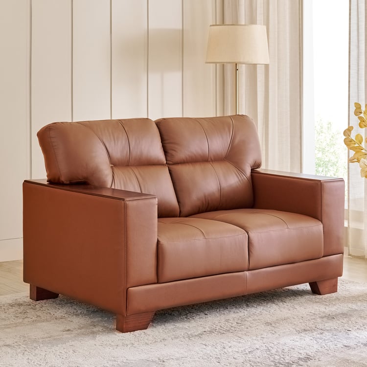 Walter Half Leather 2-Seater Sofa - Tan