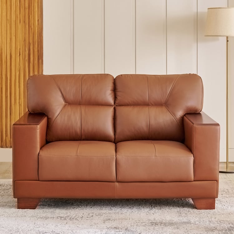 Walter Half Leather 2-Seater Sofa - Tan