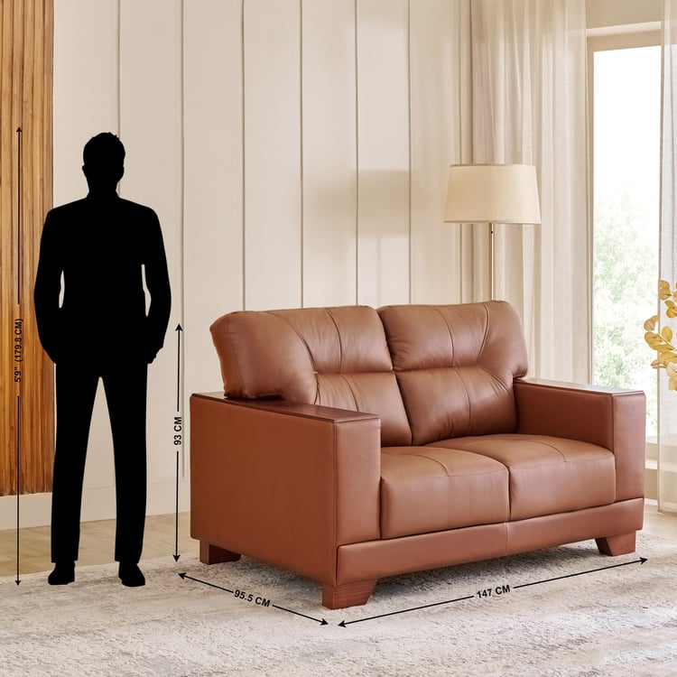 Walter Half Leather 2-Seater Sofa - Tan