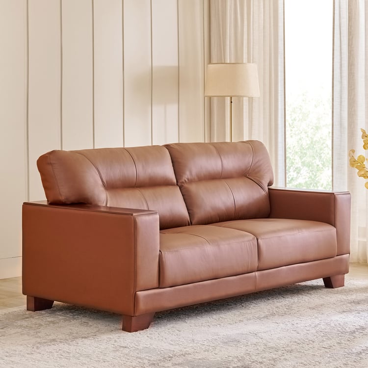 Walter Half Leather 3-Seater Sofa - Tan