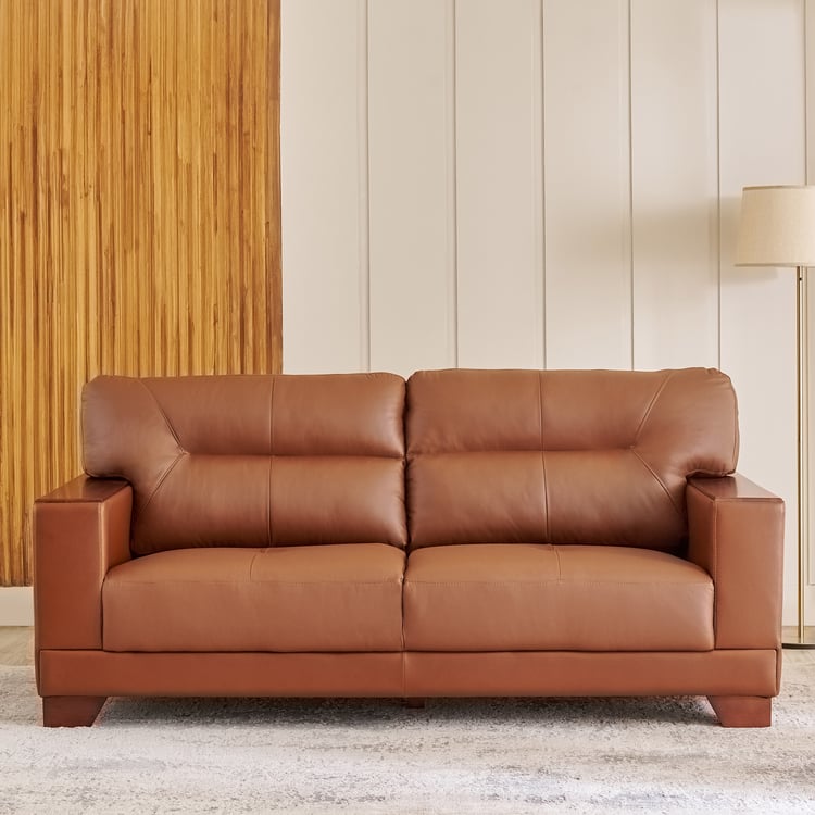 Walter Half Leather 3-Seater Sofa - Tan