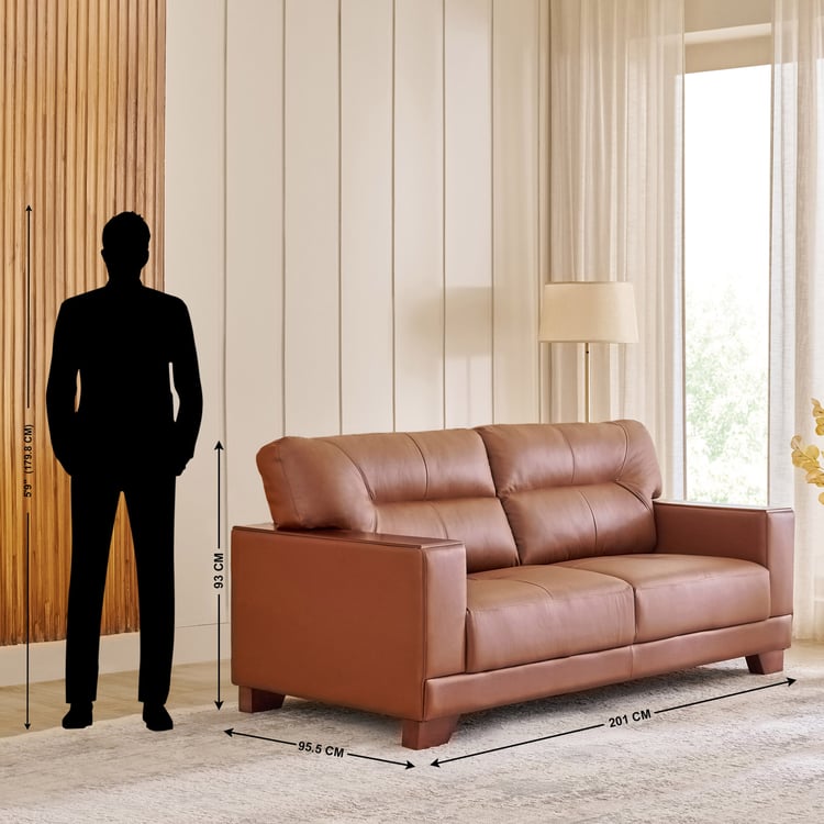 Walter Half Leather 3+2 Seater Sofa Set - Tan