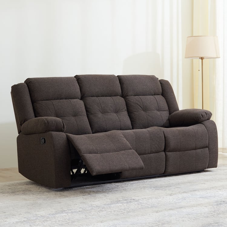 Helios Zurich Fabric 3-Seater Recliner - Brown