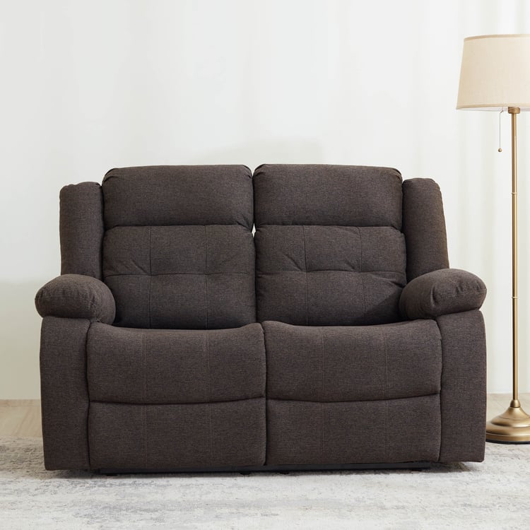 Helios Zurich Fabric 2-Seater Recliner - Brown