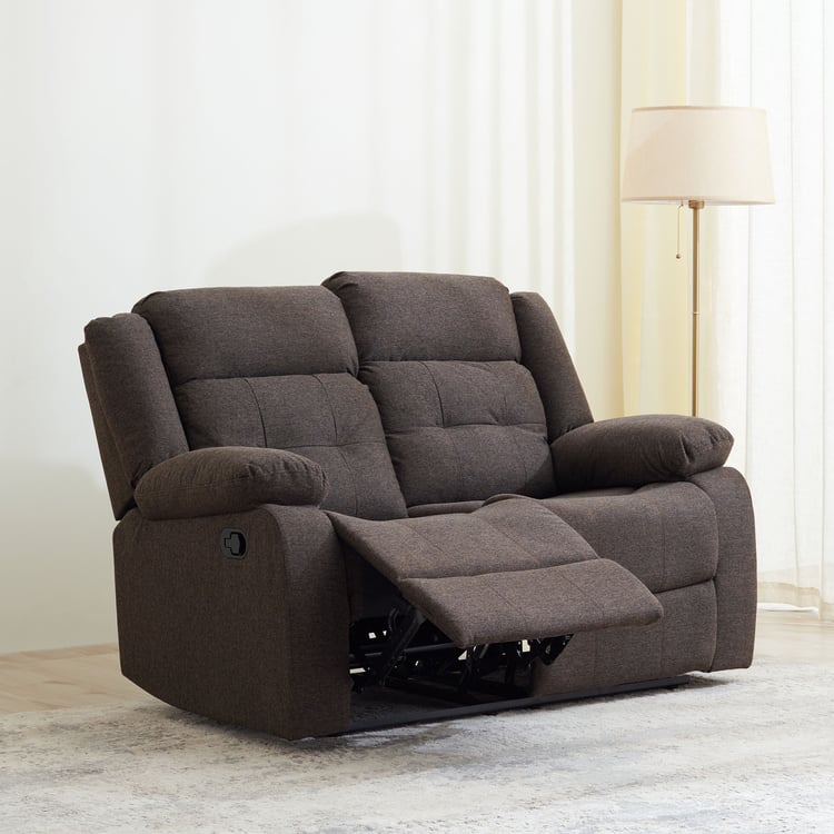 Helios Zurich Fabric 2-Seater Recliner - Brown