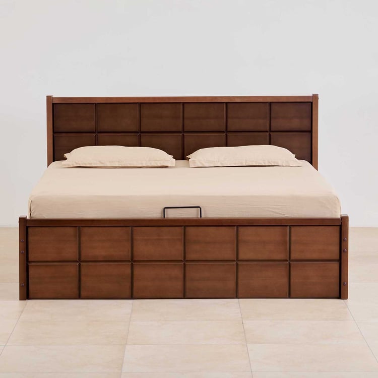 Denis Solid Wood King Bed - Brown