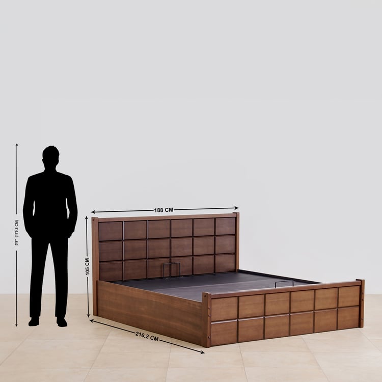 Denis Solid Wood King Bed - Brown
