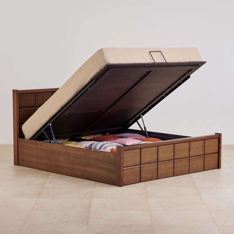 Denis Solid Wood King Bed - Brown