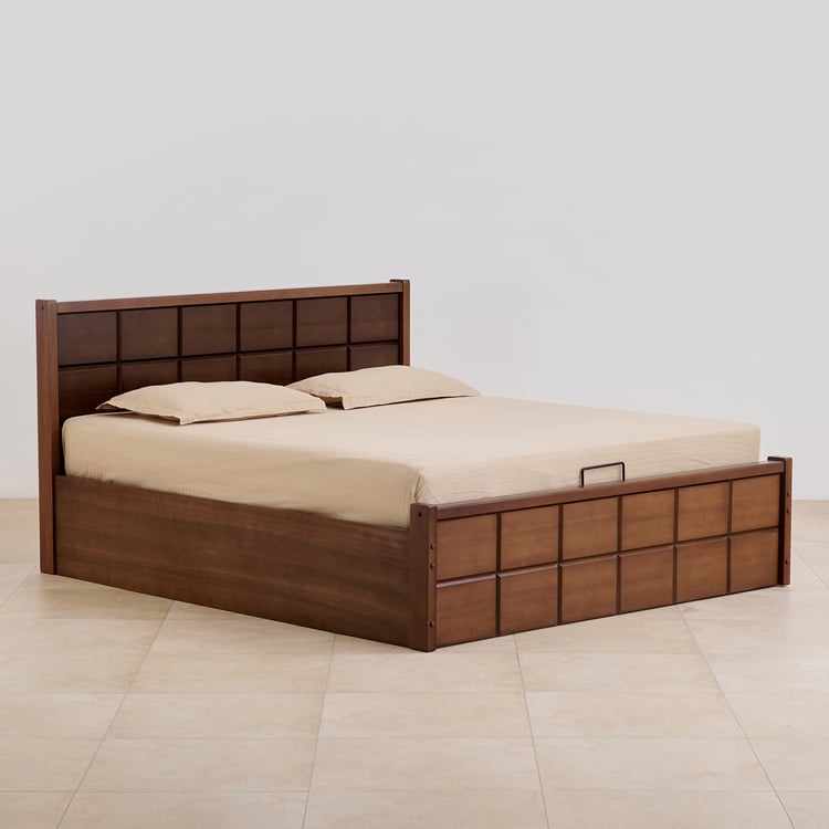 Denis Solid Wood King Bed - Brown