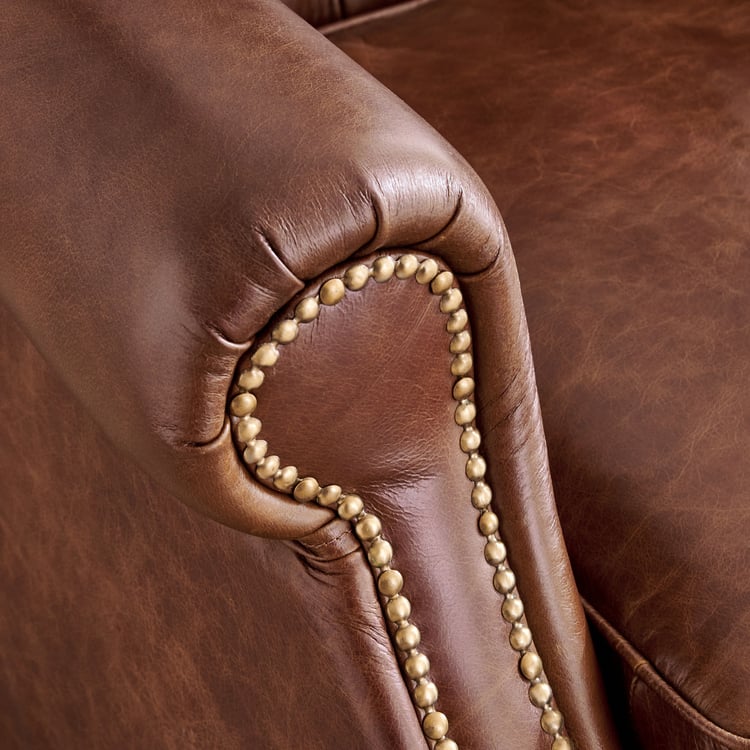 Chesterfield Leather Wing Chair - Brown