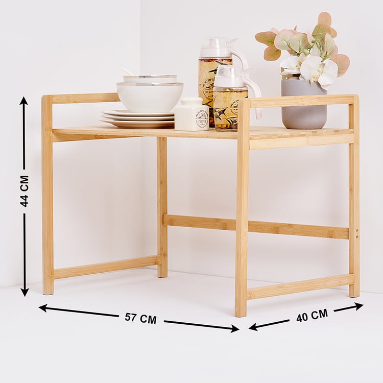 Midori Bamboo Microwave Table Rack - Brown