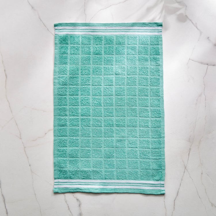 Fervid Set of 5 Checked Dish Cloth - Teal and Blue