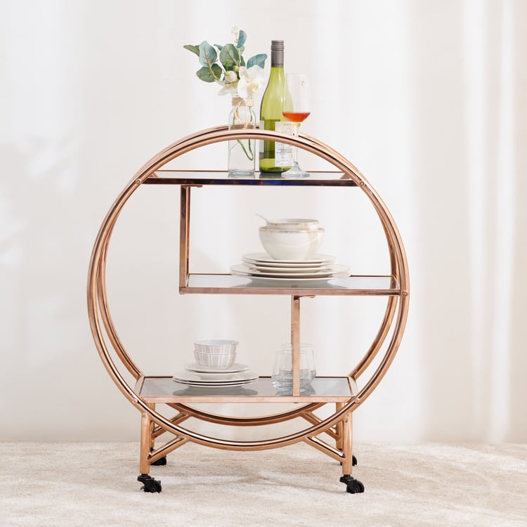 Terraroza Metal Serving Trolley - Gold