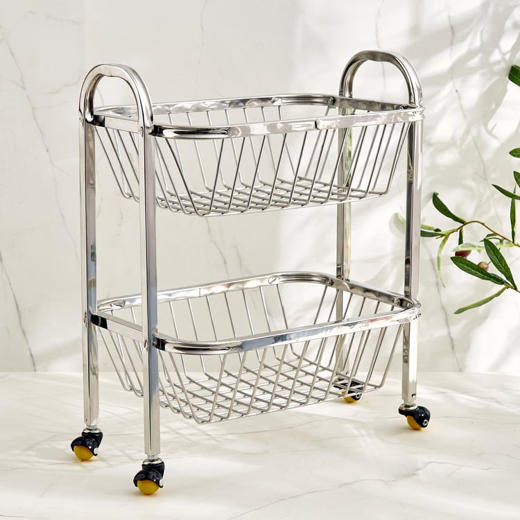 Corsica Wedge Stainless Steel 2-Tier Kitchen Trolley