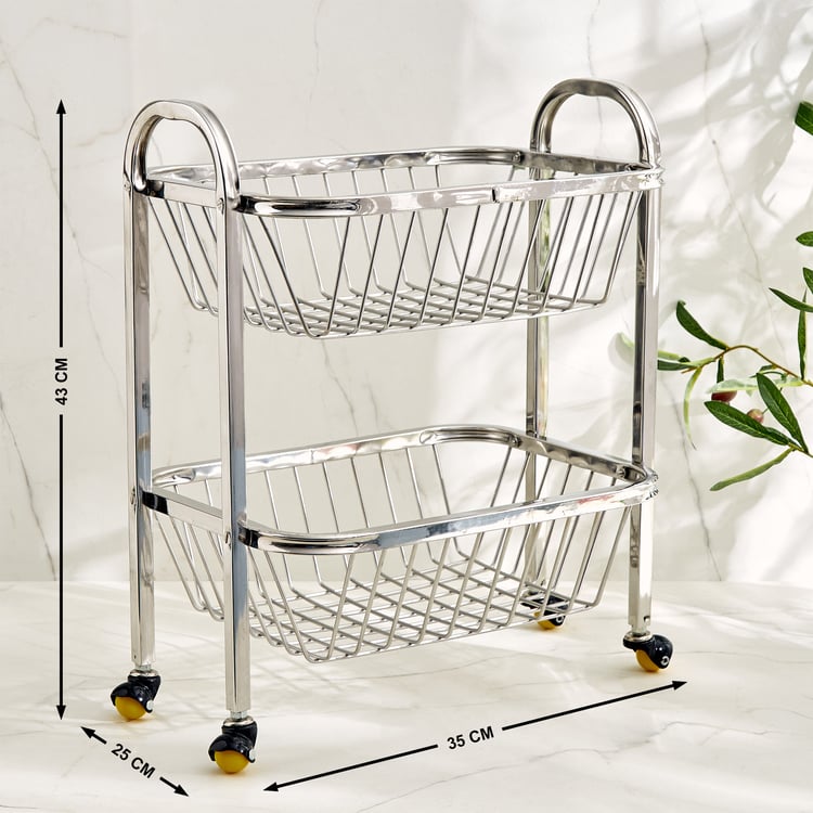 Corsica Wedge Stainless Steel 2-Tier Kitchen Trolley