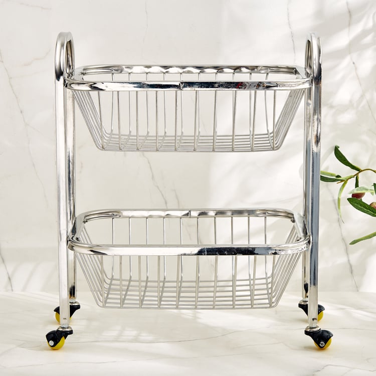 Corsica Wedge Stainless Steel 2-Tier Kitchen Trolley