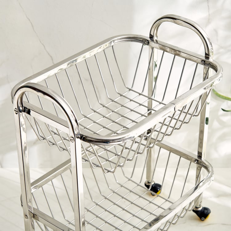 Corsica Wedge Stainless Steel 2-Tier Kitchen Trolley