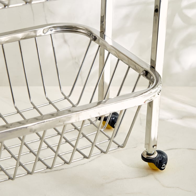 Corsica Wedge Stainless Steel 2-Tier Kitchen Trolley