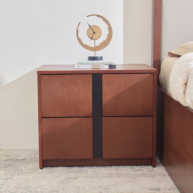 Denis Bedside Table with Drawers - Walnut