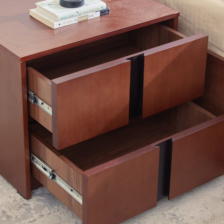 Denis Bedside Table with Drawers - Walnut