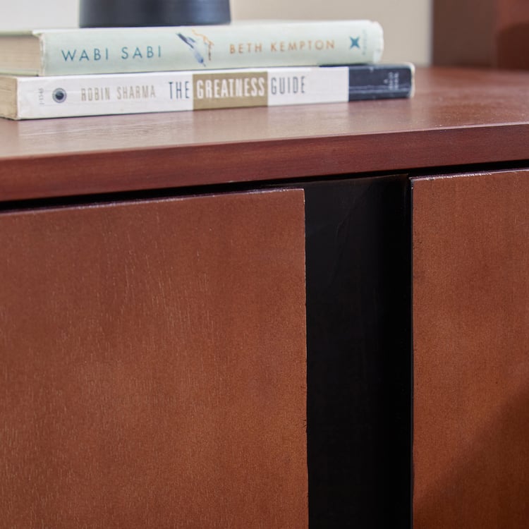 Denis Bedside Table with Drawers - Walnut