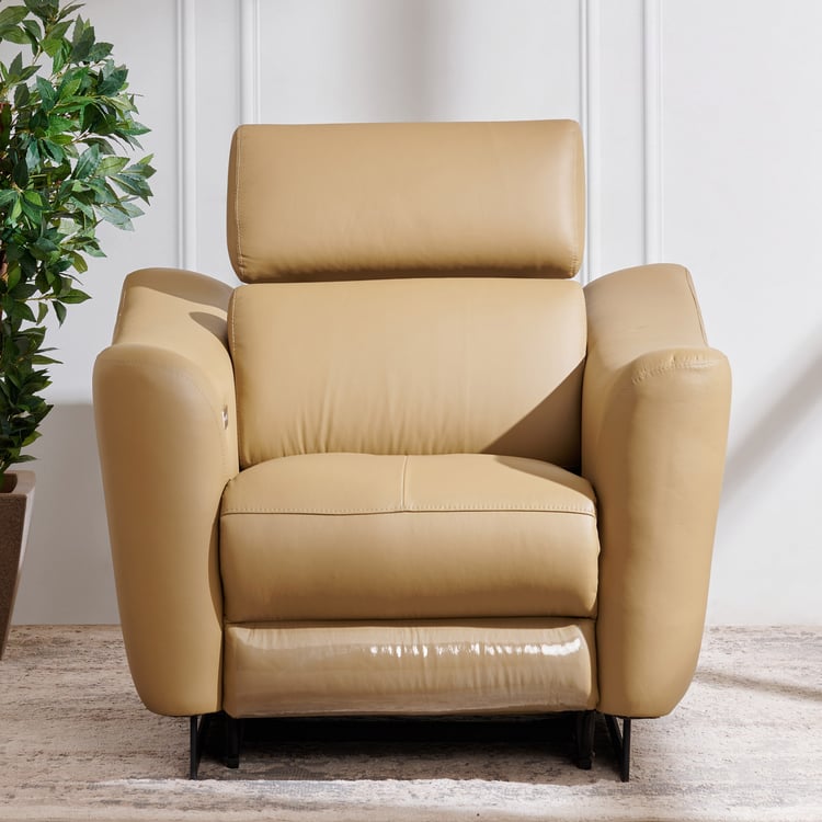 Andre Half Leather 1-Seater Electric Recliner - Beige