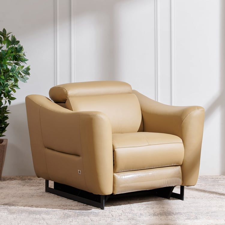 Andre Half Leather 1-Seater Electric Recliner - Beige