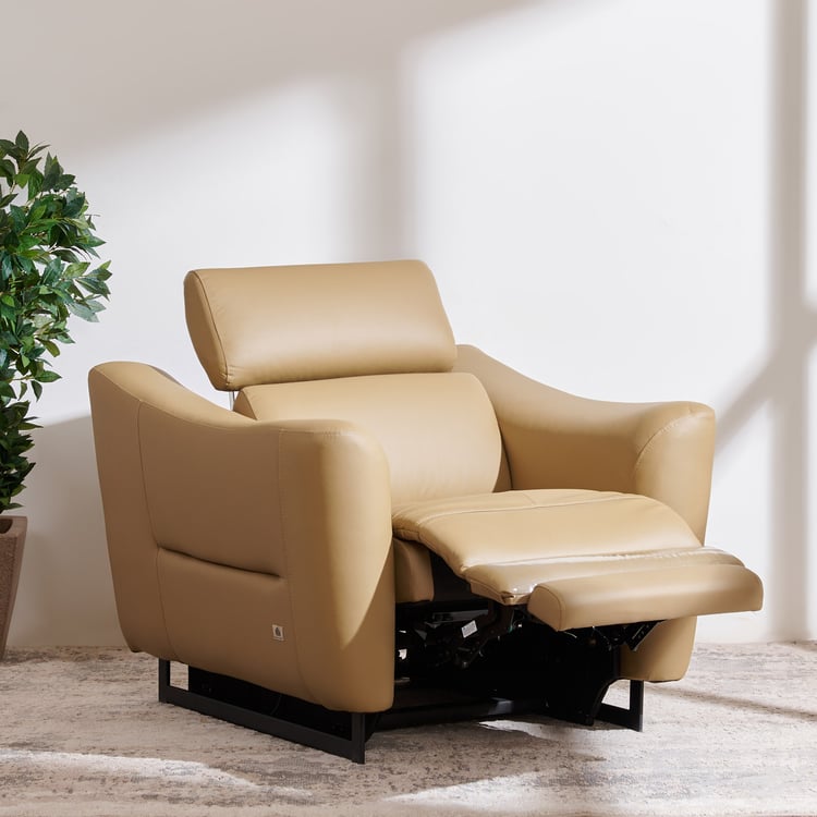 Andre Half Leather 1-Seater Electric Recliner - Beige