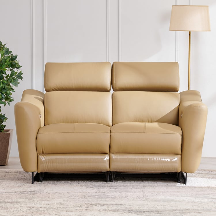 Andre Half Leather 2-Seater Electric Recliner - Beige