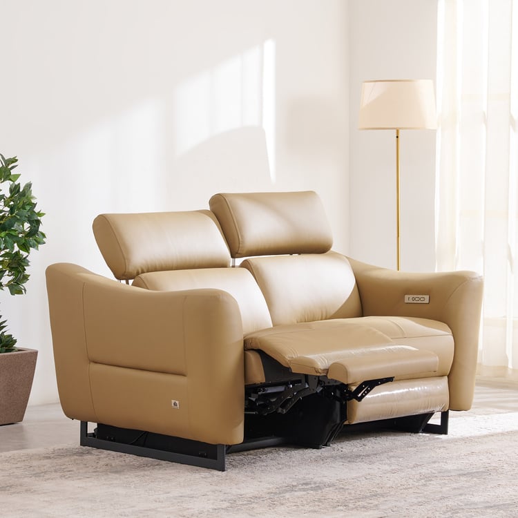 Andre Half Leather 2-Seater Electric Recliner - Beige