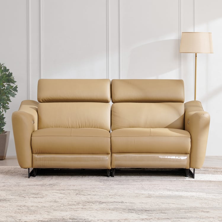 Andre Half Leather 3-Seater Electric Recliner - Beige