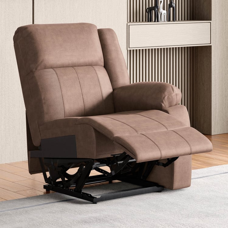 Denver Fabric 1-Seater Right Arm Electric Recliner - Brown