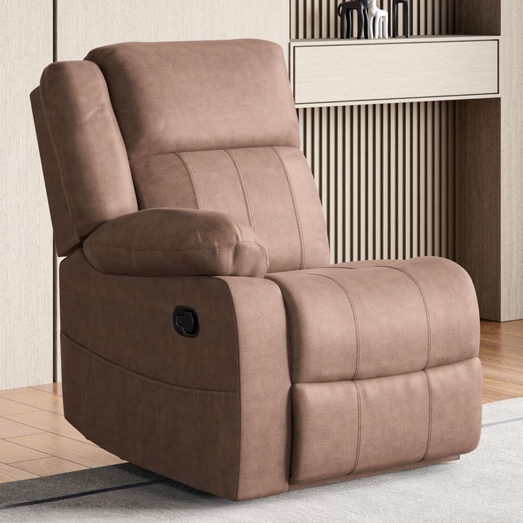 Denver Fabric 1-Seater Left Arm Recliner - Brown