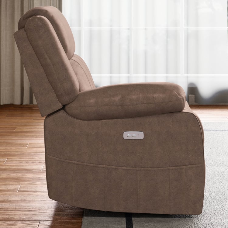 Denver Fabric 1-Seater Left Arm Electric Recliner - Brown