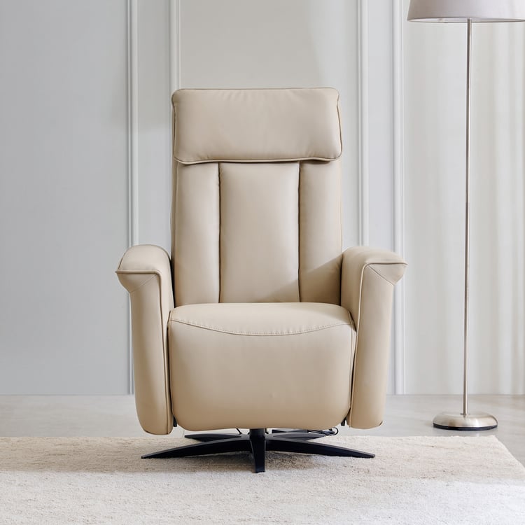 Ruby Faux Leather 1-Seater Electric Recliner - Beige