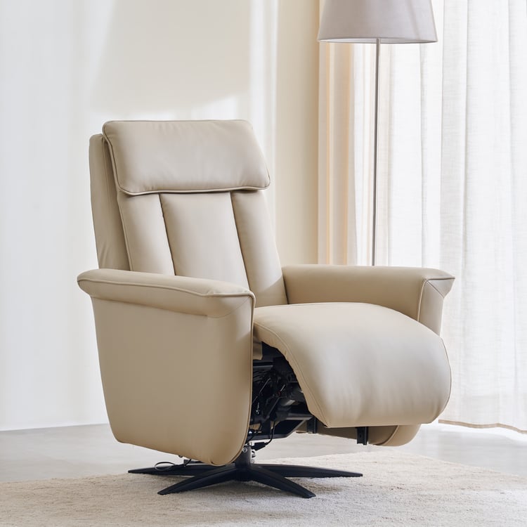 Ruby Faux Leather 1-Seater Electric Recliner - Beige