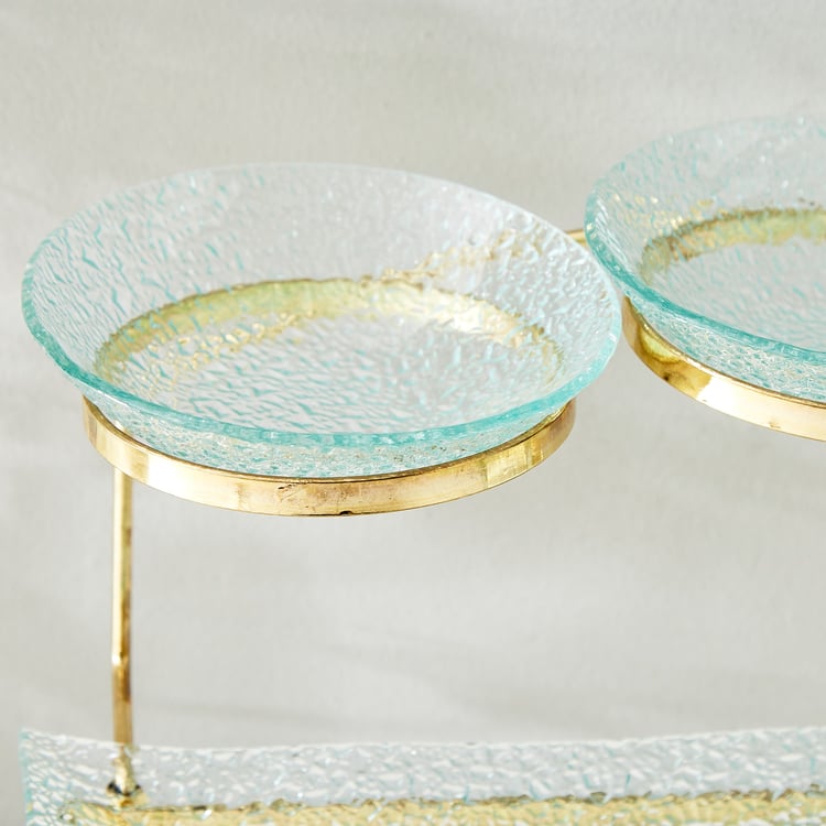 Abaco Barney Glass 3-Tier Serving Platter with Metal Stand