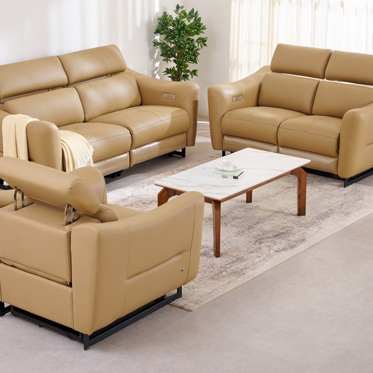 Andre Half Leather 3+2+1 Seater Electric Recliner Set - Beige