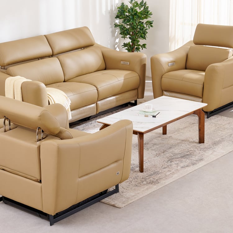 Andre Half Leather 3+1+1 Seater Electric Recliner Set - Beige