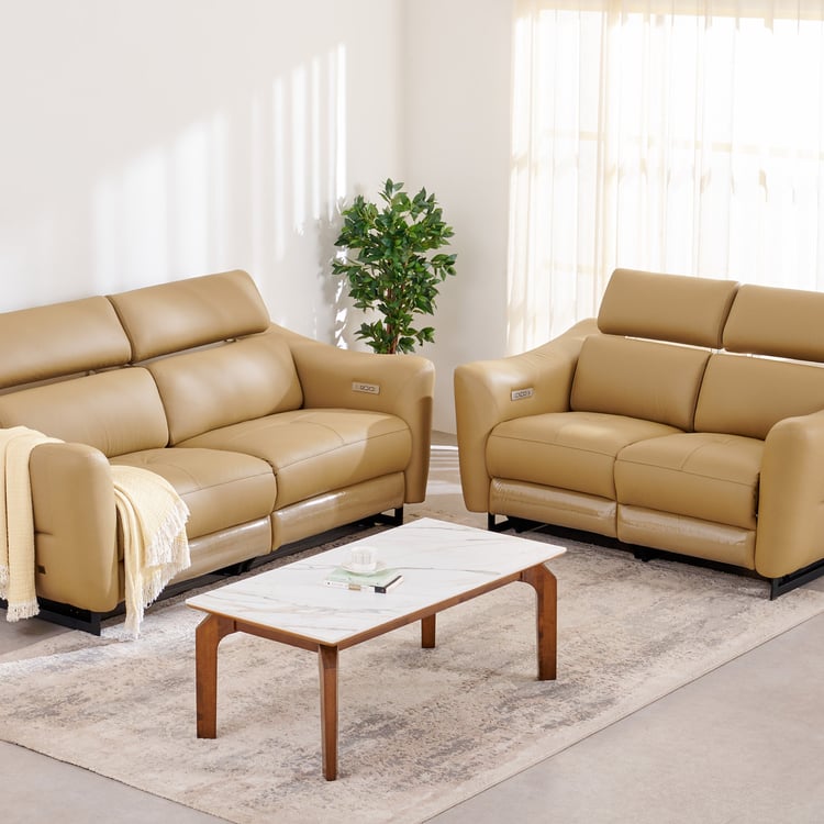 Andre Half Leather 3+2 Seater Electric Recliner Set - Beige